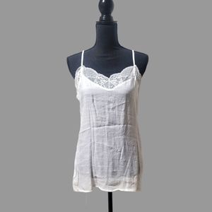 White Camisole with Crochet Detail Size S